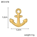 Detailed view of a 1.2cm golden anchor pendant with size and weight specifications - Anchor Shape (BP2147B)