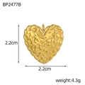 Detailed view of golden heart pendant with lava texture measuring 2.2cm and weighing 4.3g - Textured Lava Heart (BP2477B)