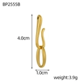 Detail of 4.0cm gold stainless steel hook pendant with 3.9g weight and size labels - Streamlined Hook (BP2555B)