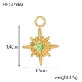 Dettaglio del ciondolo a stella dorata con zircone verde e dimensioni del prodotto - Stile Stella Strass Verde (HP1373B2)