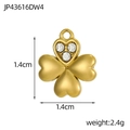 Ciondolo a quadrifoglio in acciaio inossidabile dorato con micro-set di zirconi cubici - Quadrifoglio Strass Bianco (JP43616DW4)