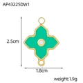 Pendentif fleur dorée avec émail vert et perle blanche pour bijoux DIY - Style Fleur à Quatre Pétales Bord Perlé (AP43225DW1)