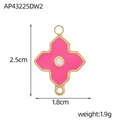 Detail view of rose pink clover jewelry charm with gold beaded edge and size dimensions - Rose Pink Clover Style (AP43225DW2)