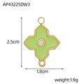 Detail view of gold clover pendant with green enamel and 2.5cm size dimension - Green Inlaid Flower Style (AP43225DW3)