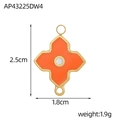 Detail of clover jewelry charm with orange enamel inlay and golden beaded border - Orange Beaded Cross Flower Style (AP43225DW4)