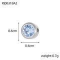 Detailed view of a 6mm light blue birthstone charm with silver base and dimensions - Light Blue (PJ00318A2)