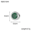 Detail showing 0.6cm diameter round silver pendant with a green birthstone insert - Dark Green (PJ00318A4)