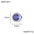 Detail showing a 0.6cm stainless steel pendant with blue birthstone and 0.7g weight - Blue (PJ00318A11)
