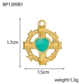 Détail du pendentif étoile vintage avec cœur turquoise et dimensions de 1,7cm par 1,5cm - Style Cœur de Croix Vintage (BP1389B1)