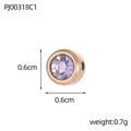 Detail view of 0.6cm rose gold stainless steel pendant with lavender birthstone inlay - Lavender Rhinestone Style (PJ00318C1)