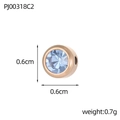 Macro detail of a rose gold birthstone pendant with light blue crystal and size info - Light Blue Rhinestone Style (PJ00318C2)