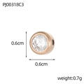 Close-up of 0.6cm rose gold birthstone pendant with round clear zircon and side hole - White Rhinestone Style (PJ00318C3)