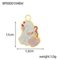 Detailed view of enamel ghost charm with dimensions 1.1x1.3cm and 1.0g weight info - Ghost (BP0000104BW)