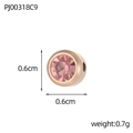 Dettaglio di un ciondolo in oro rosa da 0,6 cm con pietra portafortuna rosa - Stile Strass Rosa Viola (PJ00318C9)