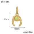 Pendentif œil grec et corne en acier inoxydable doré pour création de bijoux et colliers - Style Corne Œil Vert (BP1946B5)
