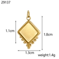 Colgante de rombo en acero inoxidable dorado con borde de cuentas y medidas precisas - Estilo de Rombo con Cuentas Dorado (29137)