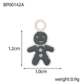 Détail du pendentif bonhomme de pain d'épices avec émail noir et dimensions pour bijoux DIY - Bonhomme de Pain d'Épices Argenté (BP00142A)