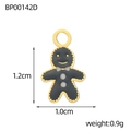 Vue détaillée du pendentif bonhomme de pain d'épices de Noël en émail avec bord doré - Bonhomme de Pain d'Épices Doré (BP00142D)