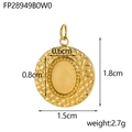 Colgante redondo martillado de acero inoxidable dorado con engaste DIY 6x8mm y medidas - Estilo de Base Redonda Martillada Dorada (FP28949B0W0)