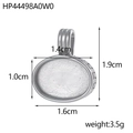 Dettaglio della base per ciondolo ovale in acciaio inox con dimensioni per gioielli DIY - Stile Base Ovale Cava Argento (HP44498A0W0)