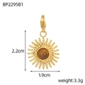 Detailed view of gold sunburst pendant with tiger eye stone and exact measurements - Sunburst Style-Tiger Eye Color (BP2295B1)