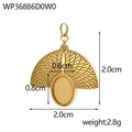 Pendente in metallo dorato a ventaglio con trama a piume e castone ovale per gioielli DIY - Stile Con Trama Di Piume A Forma Di Ventaglio Dorato (WP36886D0W0)
