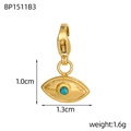 Vista detallada del colgante corazón mal de ojo con tamaño 1,0 x 1,3 cm y peso de 1,6 g - 1,0 cm x 1,3 cm / Estilo Ojo Turco Piedra Azul (BP1511B3)