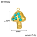Détail du pendentif champignon avec zircon bleu et dimensions de taille 2,3 cm - Style de Champignon en Strass Bleu Vif (BP2296B2)