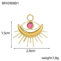 Detailed view of tarot evil eye pendant with pink crystal and golden moon accents - Moon Evil Eye Style Pink Stone (BP43908D1)