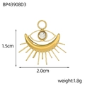 Detail of gold heart tarot pendant with crescent moon, evil eye, and crystal, 2.0x1.5cm size - Moon Evil Eye Style White Stone (BP43908D3)