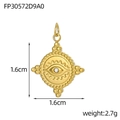 Detailed size chart of stainless steel Evil Eye palm pendant with zircon inlay - Gold Sunburst Evil Eye Style (FP31840D2A0)