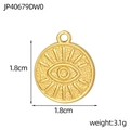 Detail von 1,8 cm Edelstahl-Anhänger mit Bösem Blick, Zirkonia und Goldbeschichtung - Goldene gehämmerte Scheibe böser Blick (JP40679DW0)