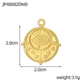 Detailansicht des Evil Eye Anhängers aus goldenem Edelstahl mit 2,0 cm Durchmesser - Goldener geprägter Stern böser Blick (JP40682DW0)