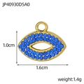 Macro shot of evil eye pendant with blue zircon micro-paving and size dimensions - Gold Eye Shape With Blue Rhinestone Style (JP40930D5A0)