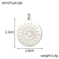 Macro view of evil eye sunburst pendant with 2.3cm by 2.0cm size dimensions - Silver Round Sun Eye Totem Style (XP10752A1Q0)