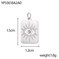 Detailed size specifications of the stainless steel evil eye pendant showing 1.5cm height - Silver Rectangular Sunburst Evil Eye Style (YP33618A2A0)