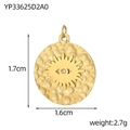 Detailed view of evil eye sun pendant with 1.7cm x 1.6cm dimensions and 2.7g weight - Gold Hammered Round Sun Eye Style (YP33625D2A0)