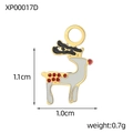 Pendentif élan de Noël en émail blanc et doré pour la création de bijoux - Style Renne (XP00017D)