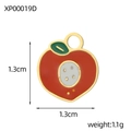 Red apple-shaped 18K gold-plated enamel pendant for DIY necklaces and bracelets - Gold Edge Peach Shape (XP00019D)