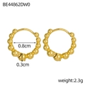 Detailansicht goldener Perlenohrringe mit 0.8cm Innendurchmesser und 2.3g Gewicht - Perlenreifen Stil (BE44862DW0) / 1 Paar Packung / Gold