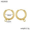 Dettaglio di orecchini a cerchio in acciaio inossidabile dorato da 10mm con ganci per il DIY - Componente Cerchio con Anello DIY (HE2092D) / Confezione da 1 paio / Oro