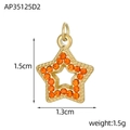 Detailed close-up of a golden star pendant featuring vibrant orange pavé zircon stones - Orange Rhinestone Star Style (AP35125D2)