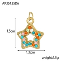 Detailed view of 1.5cm star charm with colorful zircons and golden finish - Multicolor Rhinestone Star Style (AP35125D6)