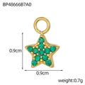 Detailed view of 0.9cm star charm with green cubic zirconia and gold finish measurements - Emerald Green Mini Star Style (BP48666B7A0)
