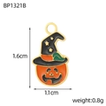 Λεπτομέρεια κρεμαστού κολοκύθας Halloween με χρυσά αστέρια και διαστάσεις 1,6 cm επί 1,1 cm - Στυλ Κολοκύθα Καπέλο Μάγισσας (BP1321B)