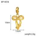 Detailed view of a gold bow pendant with dimensions 1.9cm by 1.5cm and lobster clasp - Bowtie Style (BP1401B)