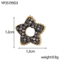 Star-shaped zircon jewelry accessory with gold metal edge and grey crystals, 1.2cm size - Dark Gray Rhinestone Hollow Star (YP35199D3)