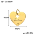 Gold heart-shaped stainless steel pendant with Kocham Cie engraving and floral cutout - Kocham Cie Hollow Heart Flower (XP14869DW0)
