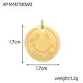 Golden round stainless steel charm with Love Life engraving and smiling face pattern - Smiley Clover Love Life Round (XP16507D0W0)
