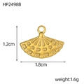 Matte gold fan-shaped stainless steel pendant DIY accessory 1.2cm x 1.8cm size - Embossed Fan (HP2498B)